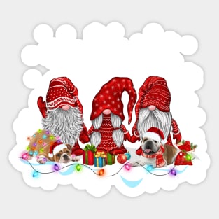 Funny Christmas Gnomes Bulldog Shirt Xmas Santa Red Gnome Dog Lovers T Shirt Sticker